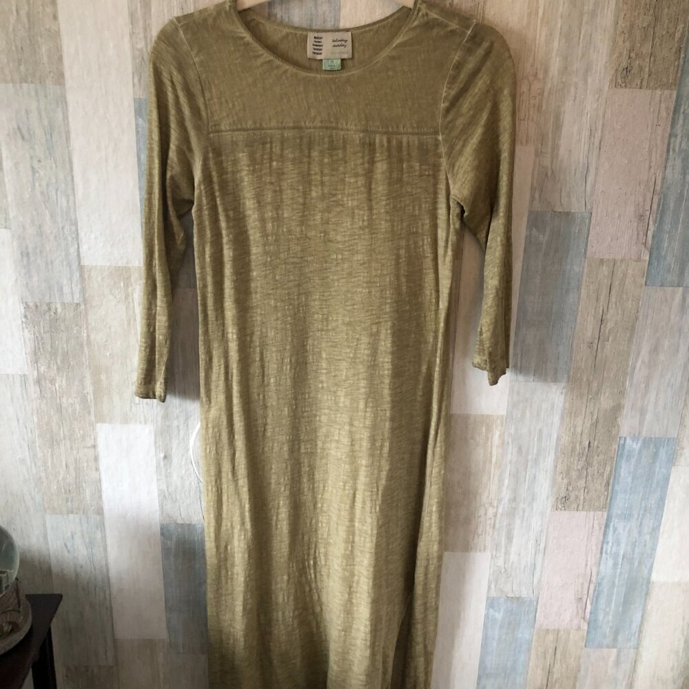Saturday Sunday Anthropologie Midi Dress Women's size XS Moss Green 3/4 Sleeve
